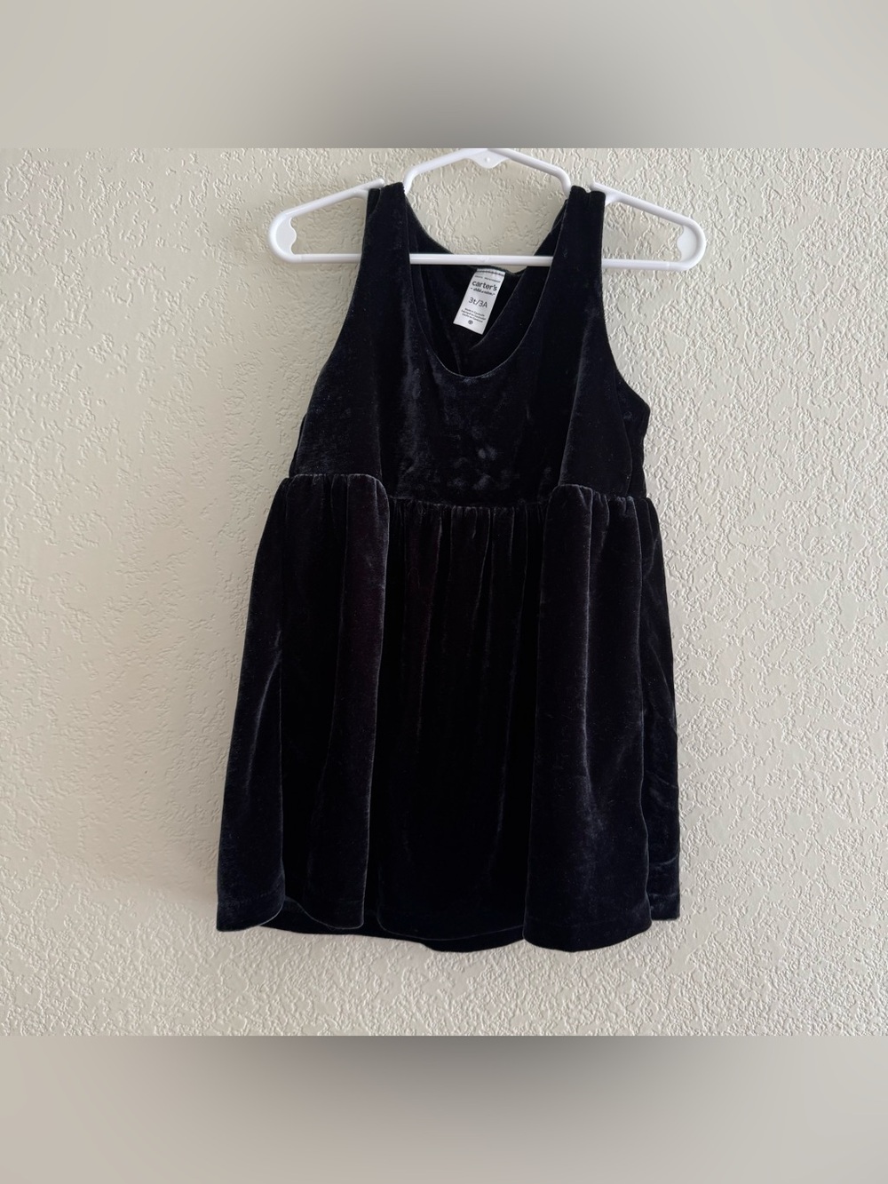 Carter's Black Velvet Tank dress Sleeveless Toddler Girl 3T Holiday Christmas